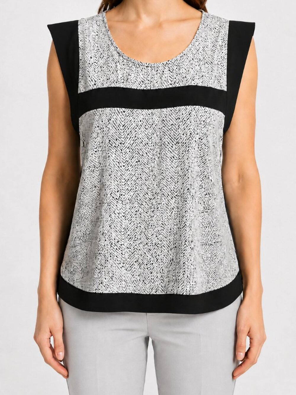 Collective concepts Geometric Print Black White Top Sz.Small